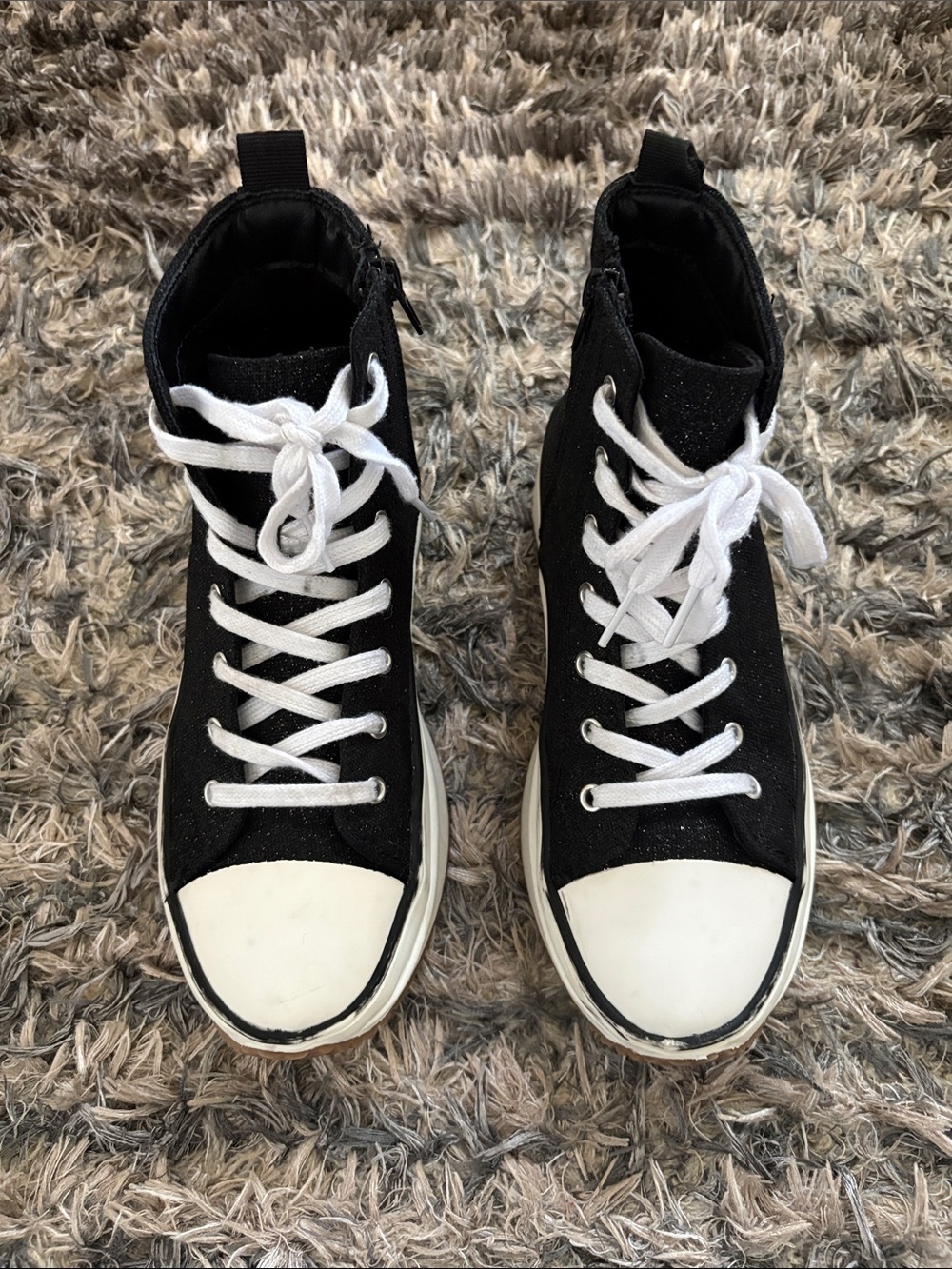Steve Madden Black and White High-Top Sneakers - Picture 2 of 14